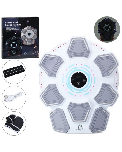 Боксерський набір зі сівілом та звуком: тренажер-мішень на 8 цілей 39х46,5х5,5 см на акумуляторі з електронним тамбло, у коробці 40х47х7 см