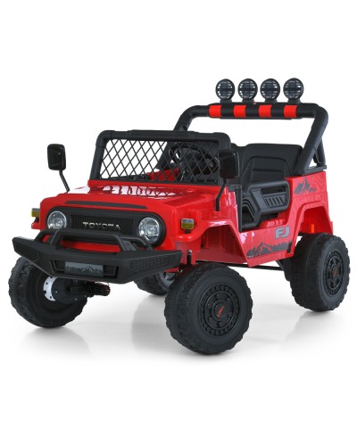 Джип 2,4G на 4 мотори 35W з 1 акумулятором 24V 7AH, музико, світлом, колесами EVA, шкіряним сидінням, MP3, USB, BLUETOOTH, червоний.