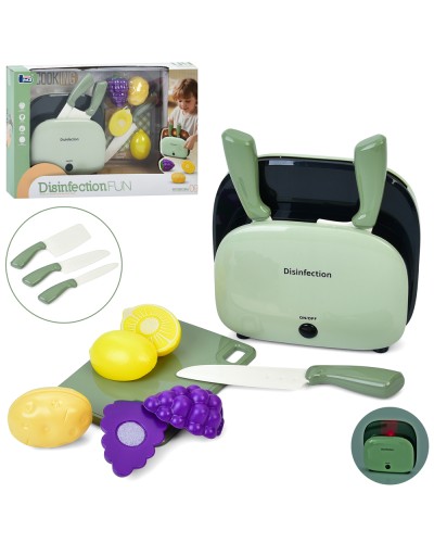 Дезінфектор для ножів зі звуком та світлом, 3 ножі, продукти на липучках, на батарейці, у коробці 35х23х8,5 см