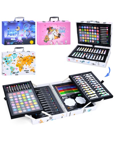 Набір для творчості: акварельні фарби, акварель у тюбику, фломастери, олівці, воскова крейда, в асортименті, у валізі 34х23х9 см.