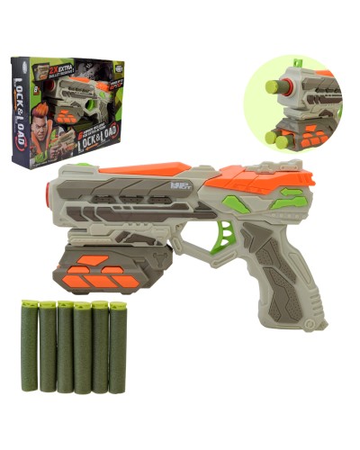 Іграшковий автомат та 6 поролонових снарядів, у коробці 23,5х17х4,8 см