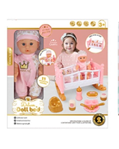 Набір іграшковий: лялька, одяг, ліжечко, аксесуари, у коробці 37х11х40 см