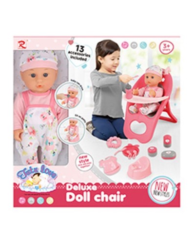 Набір іграшковий: лялька, одяг, стілець для годування та аксесуари, у коробці 38х9,5х39 см