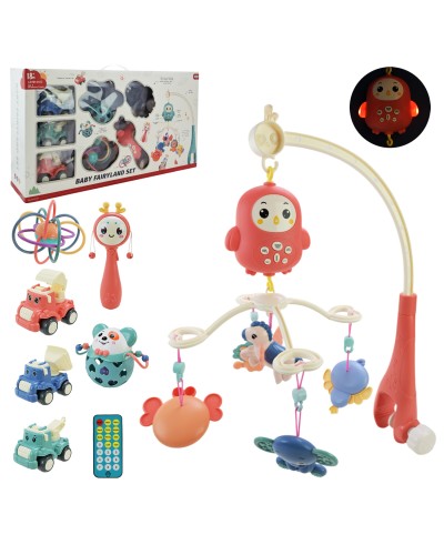 Мобіль «Перший подарунок малюкові» р/к зі світлом, 3 брязкальцями та 3 машинками по 10 см, на батарейці, у коробці 62х13х33 см.