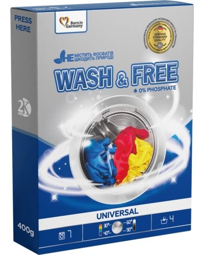 Порошок для прання «Wash&Free» універсал для кольорової білизни 400 г