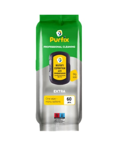 Вологі господарські серветки для прибирання «EXTRA» 60 шт, TM Purfix
