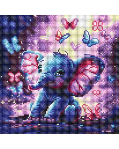 Алмазна мозаїка «Безтурботний слоненя» 30х30 см, ТМ Ідейка