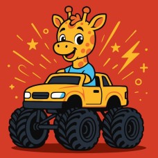 Картина за номерами «Жираф на машині» 25х25 см, ТМ Ідейка