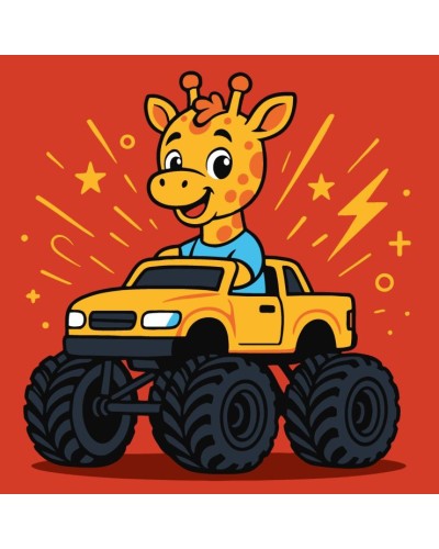 Картина за номерами «Жираф на машині» 25х25 см, ТМ Ідейка