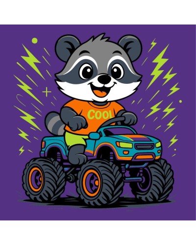 Картина за номерами «Єнот на машині» 25х25 см, ТМ Ідейка