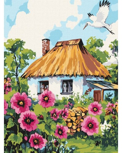 Картина за номерами «Мальви біля хати» 30х40 см, ТМ Ідейка