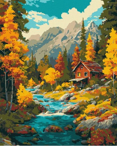 Картина за номерами «Осінь над потоком» 40х50 см, ТМ Ідейка