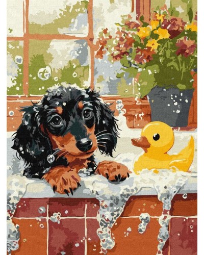 Картина за номерами «Купання з качечкою» 30х40 см, ТМ Ідейка