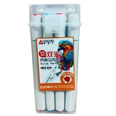 Набір скетчмаркерів «Aodemei» двосторонніх на 12 кольорів акрилових трикутні у пластиковому контейнері, ТМ J.Otten