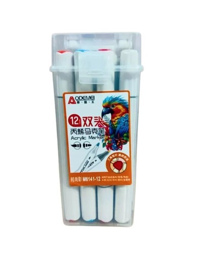 Набір скетчмаркерів «Aodemei» двосторонніх на 12 кольорів акрилових трикутні у пластиковому контейнері, ТМ J.Otten