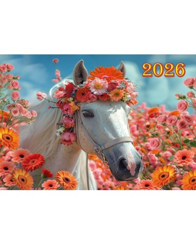 Календар квартальний «Кінь у квітах» 31х42 см 3 в 1 на 1 пружину