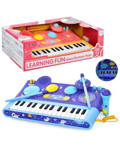 Синтезатор-барабан 38 см зі світлом, записом та 2 паличками, на батарейках, у коробці 46х27х14 см