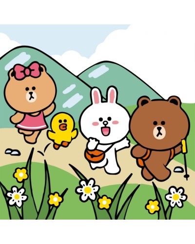 Картина за номерами «Лайн Френдс. Подорож Чоко, Саллі, Коні та Брауна» 25х25 см, ТМ SANTI