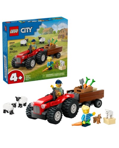 Конструктор «Червоний фермерський трактор із причепом та вівцями» на 116 деталей, у коробці 21х5х19, ТМ Lego