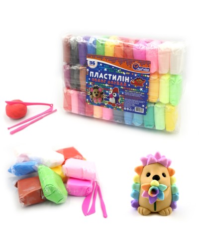 Пластилін «Супер легкий» на 36 кольорів зі стеками, ТМ J.Otten