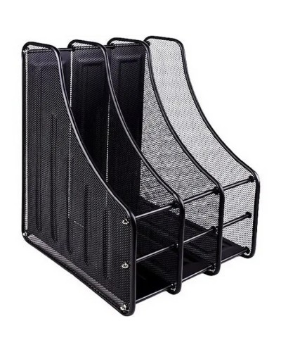 Лоток «Сітка» вертикальний металевий на 3 відділення чорний