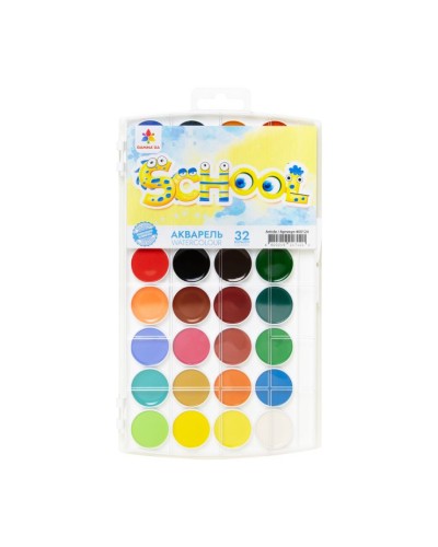 Фарби акварельні на 32 кольори, пластик, Творчість