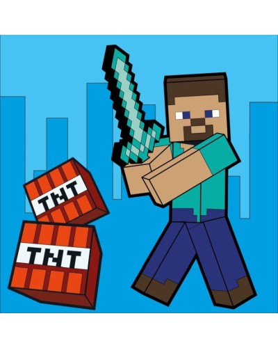 Картина за номерами «Майнкрафт. Стів та алмазний меч» 25х25 см з LED-підсвіткою, ТМ SANTI