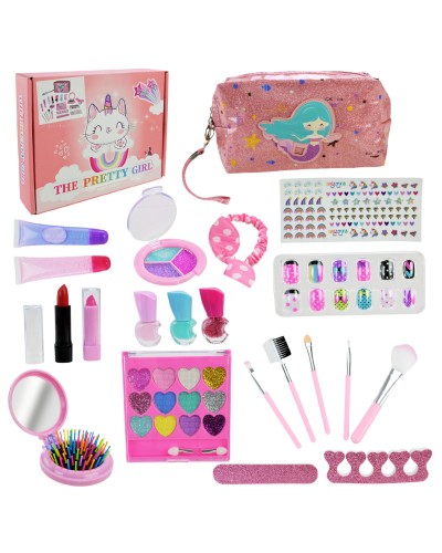 Дитяча косметика: косметичка з лаками, тінями, помадою та аксесуарами, у коробці 21,3х15,6х15,8 см