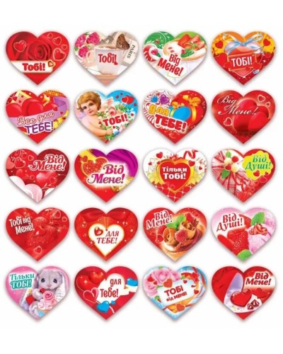 Валентинка 5х4,2 см подвійна, в асортименті