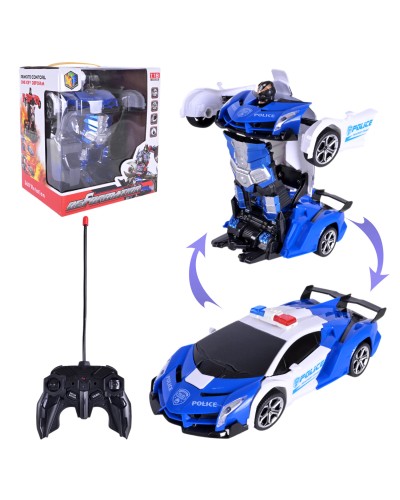 Машина-трансформет «Поліція» 19 см р/к зі світлом та USB, на батарейці, у коробці 17,5х15х20 см