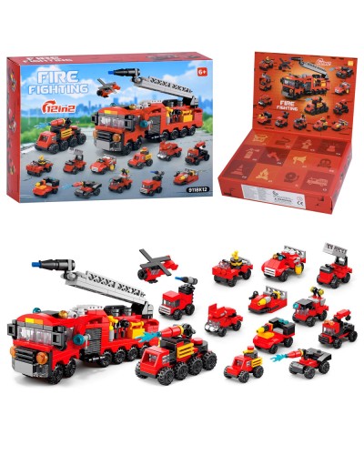Адвент-календар-конструктор «Пожежна техніка» 2 в 1: набір домашніх тварин 12 в 2, у коробці 24,5х18,5х5 см.
