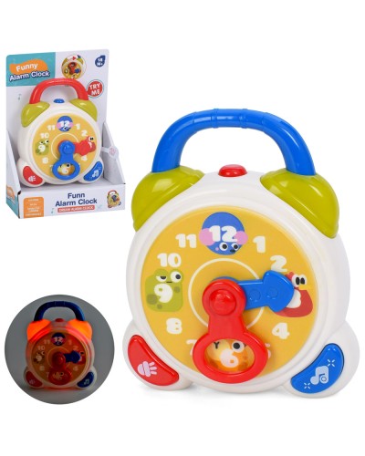 Годинник 12,5 см з музикою та світлом, на батарейках, в асортименті, у коробці 18,5х13х5,5 см