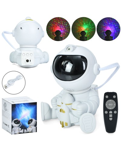 Нічник-проектор «Космонавт» 13,5 см з магнітною головою, світлом, пультом, проекцією зоряного неба та USB, у коробці 12х14х11 см.