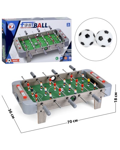 Настільна гра «Футбол» 70х36х18 см дерев`яний на штангах з ігровим полем 57,5х34 см, таблом для ведення рахунку, 2 м'ячами, на ніжках, у коробці 60х37х8 см