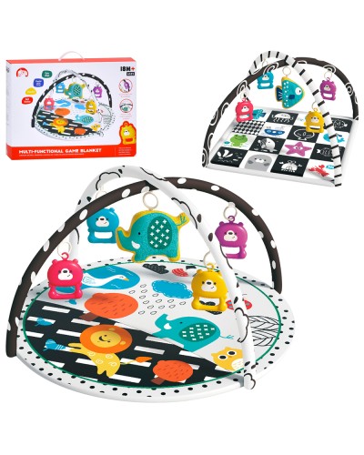 Килимок для немовляти з 2 дугми та 5 підвісками, в асортименті, у коробці 51х39х10 см