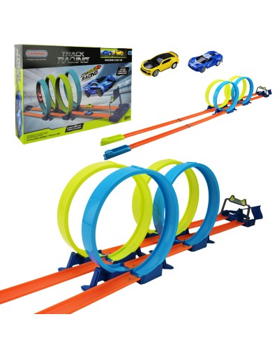 Трек 170х21х27 см зі світлом, звуком та 2 машинками по 7 см, на батарейці, у коробці 54х7х32 см