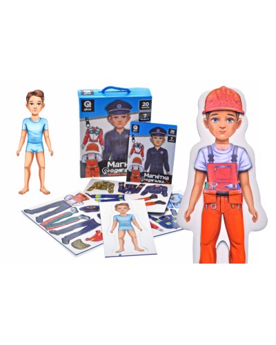 Гра магнітна «Професії. Герої сучасності»: лялька 20 см, 20 магнітів для 7 професій та книга із завданнями, у корробці 18х5х22,5 см