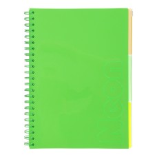 Канцелярська книга «NEON» на 120 аркушів у клітинку з пластиковими розділювачами та обкладинкою на пружині збоку, ТМ Buromax