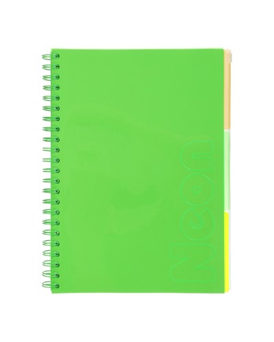 Канцелярська книга «NEON» на 120 аркушів у клітинку з пластиковими розділювачами та обкладинкою на пружині збоку, ТМ Buromax