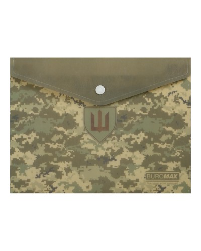 Папка на кнопці «MILITARY» А5 з матового непрозорого пластику, зелена, ТМ Buromax