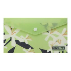 Папка-конверт на кнопці «ARABESKI» DL з матового напівпрозорого пластику, салатова, ТМ Buromax