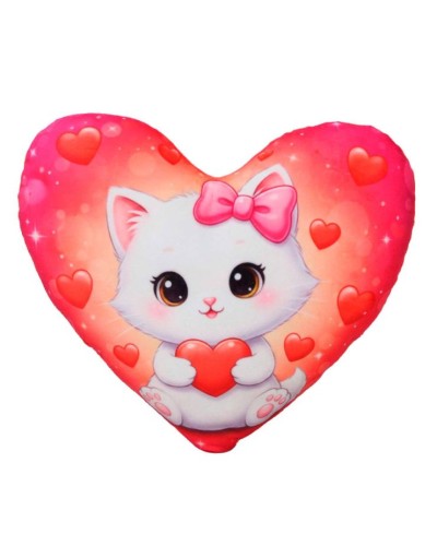 М`яка іграшка-подушка «Серце. Кіт» 30х35 см, ПП Копиця