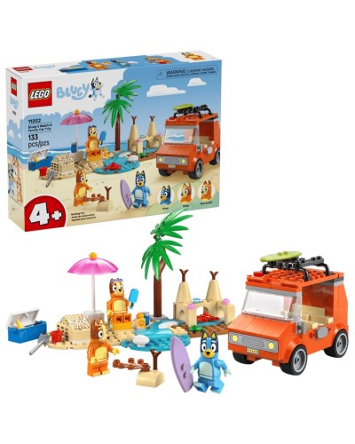 Конструктор «Пляж і сімейна поїздка на автомобілі Блуї» на 133 деталі, у коробці 26х6х19, ТМ Lego