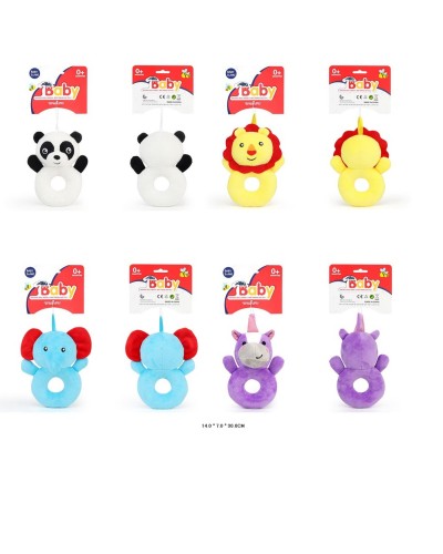 Брязкальце 25 см м'яке зі звуком, в асортименті, на планшетці 14х7х30 см