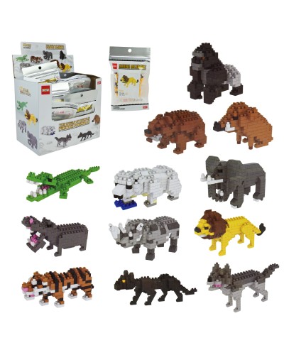 Конструктор «Дикі тварини», в асортименті, у пакеті 10х17 см, 12 шт у дисплей-боксі 20х12х17 см