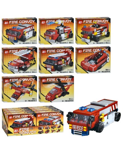 Конструктор «Пожежний транспорт» від 90 деталей, в асортименті, по 8 шт у дисплеї 39х14,5х17,5 см