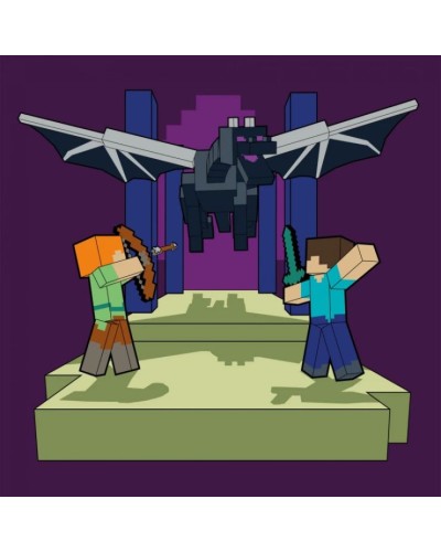 Картина за номерами «Майнкрафт. Стів та Алекс бій з драконом» 25х25 см, ТМ SANTI