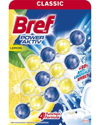 Блок для туалету «Сила Акив. Лимонна свіжість» 3х50 г, ТМ Bref