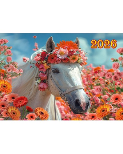 Календар квартальний «Кінь у квітах» 22,2х15,6 см супереконом