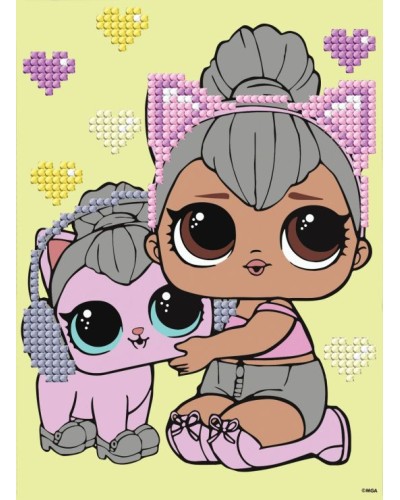 Набір з алмазною мозаїкою з частковою викладкою «L.O.L. Surprise! Kitty Queen з Kitty Kitty» 15х20 см, ТМ Ідейка